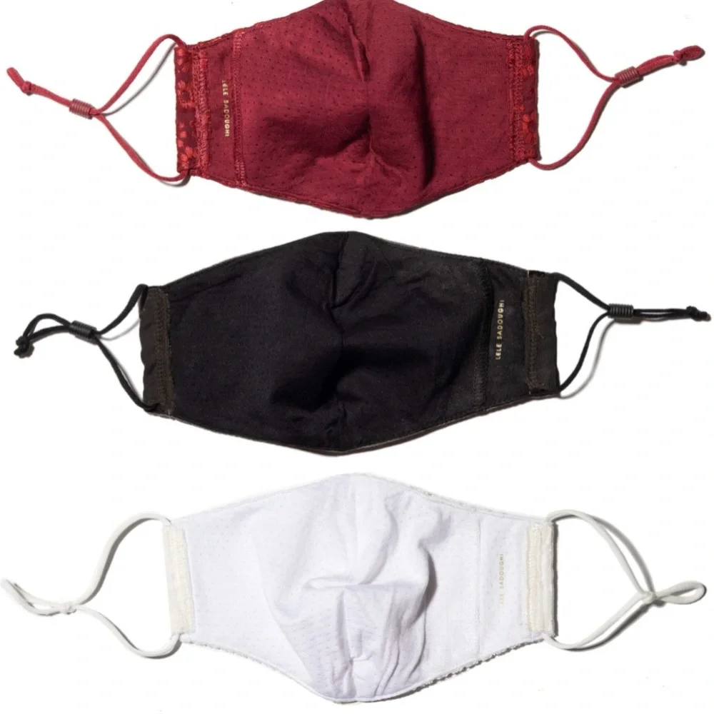 LELE SADOUGHI NWT AUTHENTIC GARNET; LEOPARD & BLACK STAMP PEARLS FACE MASKS